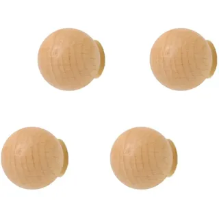 anaan Mushroom Garderobenhaken Holz 4er Set Wandhaken rund Wandmontage