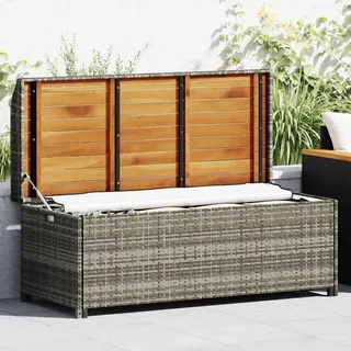 vidaXL Gartenbank mit Stauraum 120 cm Poly Rattan Grau - Grau