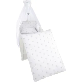 Roba Gitterbettset , Grau, Weiß , Textil , 4-teilig , Stern , Füllung: Polyester , pflegeleicht , Schlafen, Babybettausstattung, Gitterbettsets