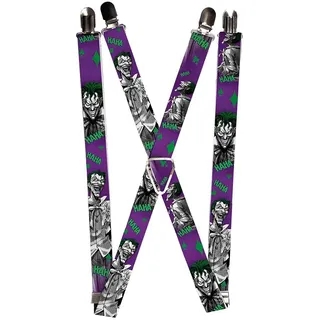 Buckle-Down unisex - erwachsene Suspenders - Joker Laughing Poses Haha Purple/green/black/wh Hosenträger - mehrfarbig -