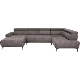 Stylife Wohnlandschaft , Braun , Metall , Ottomane links, U-Form , 340x191 cm , Typenauswahl, Stoffauswahl, seitenverkehrt erhältlich, Hocker erhältlich , Wohnzimmer, Sofas & Couches, Wohnlandschaften, Wohnlandschaften in U-Form