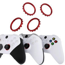 eXtremeRate 2 Paar Thumbsticks Akzentringe für Xbox One Elite V1 & Xbox Elite Series 2 Controller, Ersatz Accent-Ringe Schutz Sticks Zentrierringe für Xbox Series X/S ASR Version Shell-Scarlet Rot
