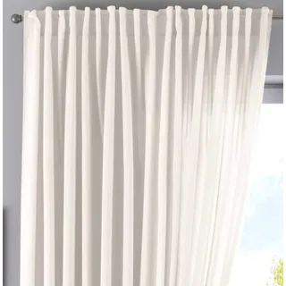 Gardinenbox Vorhang Verdeckte Schlaufen Cationic »JENA« HxB 250x300 cm Creme Blickdicht Leinen Optik Gardine Meliert Gardinenband mit Raffhalter, 2019037