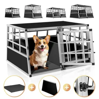 Cadoca® Hundetransportbox XL 89 x 70 x 51 cm Silber