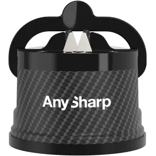 AnySharp Classic Messerschärfer & Messerschleifer mit PowerGrip Saugnapf, freihändiges Schärfsystem mit Wolframkarbid-Technologie, geeignet für Küchenmesser, Wellenschliff & Gehärteten, Kohlefaser