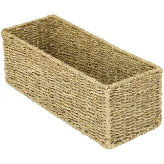 HMF Aufbewahrungskorb Badezimmer Korb geflochten aus Seegras 38 x 15 x 14 cm beige