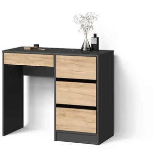 Livinity® Schminktisch Imola Anthrazit/Goldkraft Eiche ohne Spiegel , Holzwerkstoff , 5 Fächer , 5 Schubladen , Rechteckig , 120x75x55 cm , Wohnzimmer, Wohnzimmertische, Konsolentische