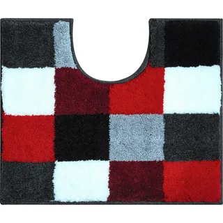 Grund Wc-Vorleger , Rot, Schwarz, Weiß , Textil , Karo , rechteckig , 49x60 cm , Oeko-Tex® Standard 100, Made in Europe , für Fußbodenheizung geeignet, rutschfest , Heimtextilien, Badtextilien, WC Vorleger