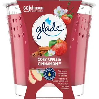 Glade Vegane Duftkerze mit ätherischen Ölen – neue Formel ohne Palmöl – Cosy Apple & Cinnamon – 1 Kerze