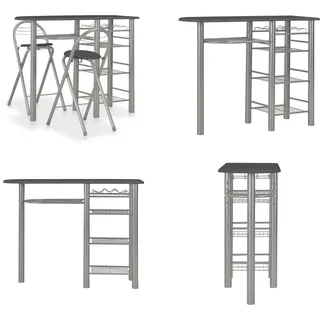 vidaXL 3 tlg. Bar Set mit Regalen Holz und Stahl Schwarz - Bar-Set - Bar-Sets - Möbelset - Möbelsets - Schwarz