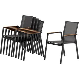 Acamp Stapelstuhl Vegas Aluminium mit Armlehnen Anthrazit Grau 6er Set