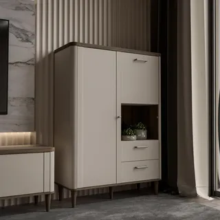 Forte Lacetti 100,1 x 142,9 x 41,2 cm beige mit Valencia Eiche Holzdekor