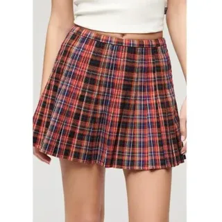 Superdry für Damen. W7210332A Rot karierter Minirock in mittlerer Höhe (XS), Lässig, Polyester