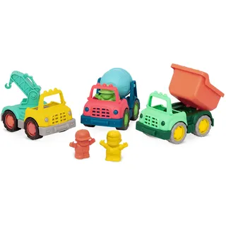 Wonder Wheels 3 Mini LKW, 3 Figuren Betonmischer, Kipplaster, Abschleppwagen – Kinder Spielzeug Outdoor Sandkasten Sandspielzeug – Fahrzeuge ab 1 Jahr