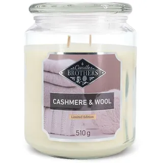 Candle Brothers Große Duftkerze im Glas | Cashmere & Wool | Duftkerze Kaschmir | Kerze lange Brenndauer (100h) | Kerze mit mehreren Dochten | Kerzen Weiß