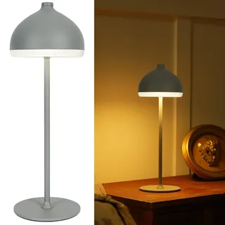 LuminexDesigns DOME TL13 LED Tischlampe Kabellos mit Akku,Dimmbar Touch Tischleuchte,IP54 Spritzwassergeschützt,Vintage Nachttischlampe für Schlafzimmer Wohnzimmer Balkon Terrasse Dunkelgrau