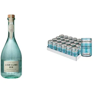 Gin Tonic Lind and Lime|Fever Tree Tonic Water Mediterranean 24er Dosen | Gin Tonic Set | Das perfekte Drink-Geschenk zum Fest