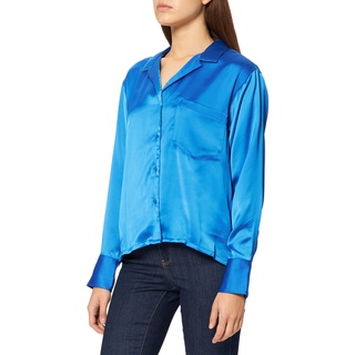 JJXX Women's JXEVA LS Comfort Satin Shirt NOOS Bluse, Blue Iolite, M