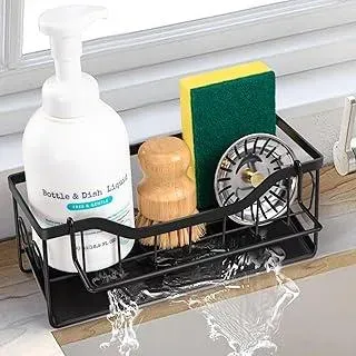 Spülbecken Organizer Küchen,Sink Caddy Kitchen Organizer,Schwammhalter mit Selbstentleerender Ablaufwanne,Waschbecken Abwasch Spülmittel Halterung Spüllappenhalter Spülorganizer Spüle Ablage