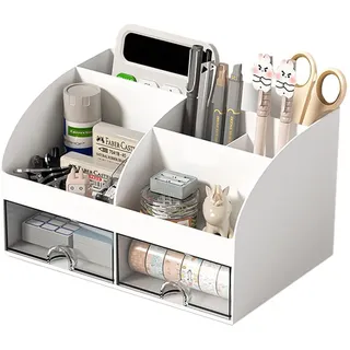 Schreibtisch-Organizer, Büro-Schreibwaren-Schubladen-Organizer, Make-up-Aufbewahrungsbox, Schreibtisch-Organizer, Stifthalter für Zuhause, Büro und Schule (weiß)