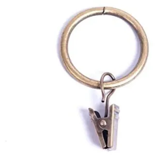 Bulk Hardware BH06724 Vorhangstangen/Stangenring und Clips, 30 mm Außendurchmesser 37 mm, Antik-Messing, goldfarben