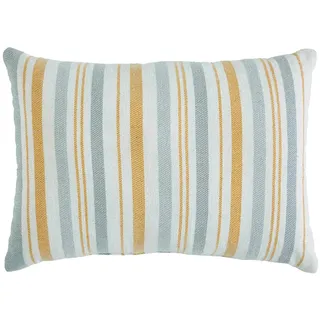 Indigo Ink Dekoratives Kissen, gewebte Streifen, Dekokissen für Couch oder Bett, Boho-Heimdekoration, 35,6 x 50,8 cm (White Denim Collection, Grau/Gelb)