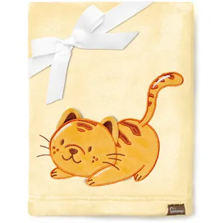 Be Mammy Warme Kuscheldecke Babydecke Blanket Baby Geschenk BE20-168 (Gelb - Katze)
