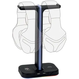 Konix FFF Doppelte Halterung für Gaming-Helme - Regenbogen-Hintergrundbeleuchtung - Schwarz und Blau