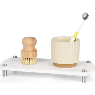 Küchen Spülbecken Organizer Riser mit Metallfuß für modernes Haus - Spülbecken Aufsatz (Weiß)