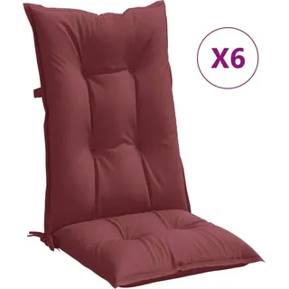 vidaXL Hochlehner-Auflagen 6 Stk. Melange Weinrot 120x50x7 cm Stoff - Rot