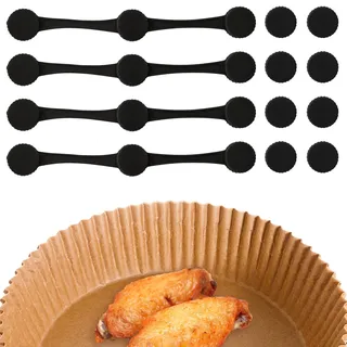 TEUYOE 12 Stück Magnete für Airfryer Backpapier, Schwarz Magnetische Silikon Befestigungsschnalle für Airfryer zum Fixieren von Einweg-Backpapier, verhindert Verrutschen und Verbrennen