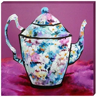 EMDE CH99005-0 Leinwandbild Teekanne Blumen