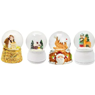4er Set süße Mini-Schneekugeln Engel Weihnachtbäckerei |Gold und Weihnacht Sockel | Durchmesser 45mm | Luftblase | 2-181x-263-264b-39827b
