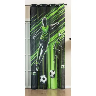 Gardinenbox Gardine Ösen Grobfaser »Seoul Collection« HxB 245x140 cm Fussball Soccer Digital Druck Ösen Linenlook-Struktur Halbransparent Blickdicht 2024120