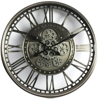 Wanduhr industriell Levi - Uhr mit Zahnrädern - Wanduhr modern - Wanduhr 54cm - Silber