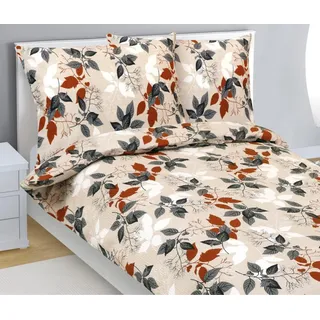 Leinen Krepp - Orange, grau, beige - 140x220, 70x90