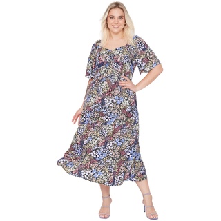 TRENDYOL Damen Maxi Standard Regular Plus Size Kleid, Mehrfarbig, 44 Große Größen EU