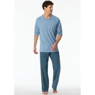 SCHIESSER Herren Schlafanzug Lang - Nightwear Pyjamaset, Blaugrau_181154, 52 EU