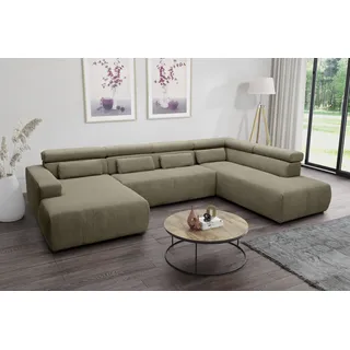 DOMO collection Wohnlandschaft Cord 3-Sitzer Schlamm