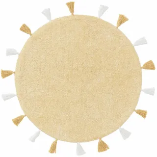 Lytte Kinderteppich waschbar Malu Gelb ø 100 cm rund , Textil , Beton Optik , Rund , 100x100 cm , Oeko-Tex® Standard 100 , für Fußbodenheizung geeignet , Teppiche und Böden, Teppiche, Kinderteppiche
