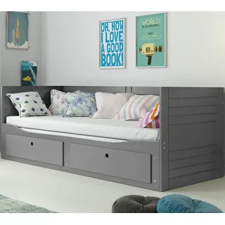 Interbeds Tagesbett Funktionsbett Kojenbett Platzsparnedes Tagesbettgestell Einzelbett mit Bettkasten ausziehbarer Liegefläche - Grau