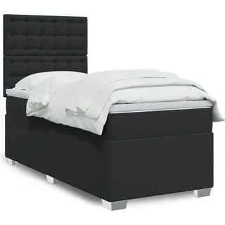 Langlebige Boxspringbett mit Matratze Schwarz 90x190 cm Kunstleder Gästebett mit Lattenrost Möbel8448931 - Schwarz