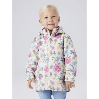Outdoorjacke NAME IT "NMFMAXI JACKET LI AOP NOOS", Mädchen, Gr. 86, birch, Web, Obermaterial: 100% Polyester, bedruckt, Po-bedeckend, elastischer Bund, Jacken Outdoorjacke