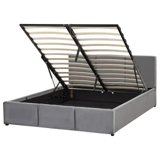 Beliani Bett mit Bettkasten Dunkelgrau Textil, 140x200 cm