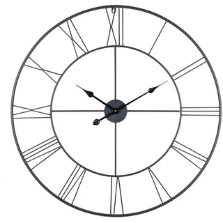 GIFTMARKET – Große Wanduhr 80 cm aus Metall mit römischen Zahlen, leise und dekorativ für Wohnzimmer, Esszimmer oder Schlafzimmer. Originelle Wanddekoration im Vintage-Stil