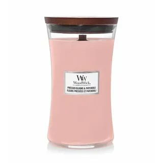Woodwick Pressed Blooms & Patchouli Duftkerze 609 g rosa
