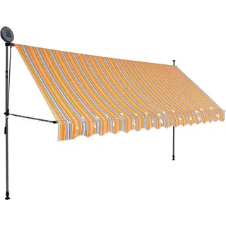 vidaXL Einziehbare Markise Handbetrieben mit LED 400 cm Gelb und Blau - Gelb, Blau