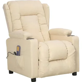 vidaXL Massagesessel mit Aufstehhilfe Creme Stoff