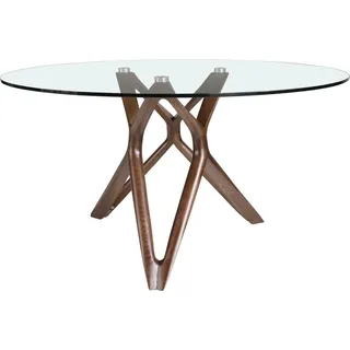 Angel Cerdá Esstisch runde gehärtetes Glas aus walnussfarbenes Holz 1108-Ø140