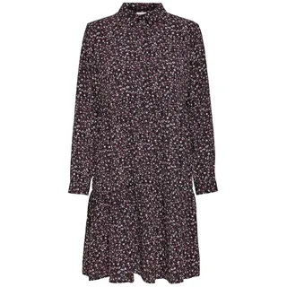 Jdy Piper Aop Kurzes Kleid - Black / Aop Fuschia Pink / Vivid Viola Fleur - 34